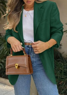 Foto 3 | Foto 3 | Blazer Prettygarden 2025 Para Mujer, Casual, De Negocios, Color Verde Oscuro - Venta Internacional.