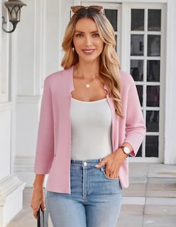 Foto 2 | Foto 2 | Blazer Grace Karin De Punto Corto Con Parte Delantera Abierta Para Mujer, Xxl, Rosa - Venta Internacional.