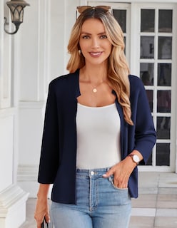 Foto 2 | Foto 2 | Blazer Grace Karin De Punto Corto Con Parte Delantera Abierta Para Mujer, Azul Marino, Xxl - Venta Internacional.