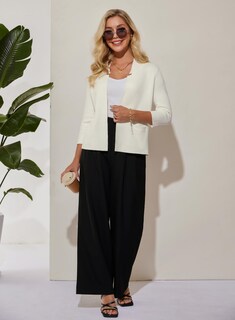 Foto 6 | Foto 6 | Blazer Grace Karin De Punto Corto Con Parte Delantera Abierta Para Mujer, Blanco Marfil, Xxl - Venta Internacional.