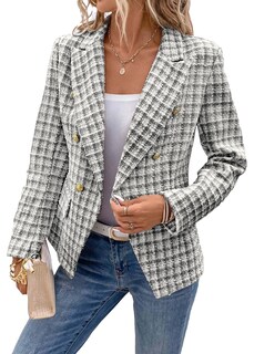 Foto 3 | Foto 3 | Chaqueta Tipo Blazer Mina Self Tweed Plaid 2024 Otoño-invierno Para Mujer - Venta Internacional.