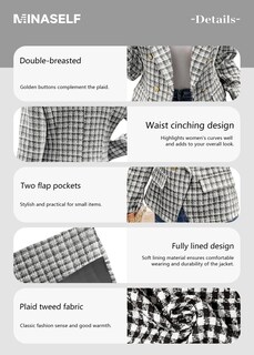 Foto 7 | Foto 7 | Chaqueta Tipo Blazer Mina Self Tweed Plaid 2024 Otoño-invierno Para Mujer - Venta Internacional.