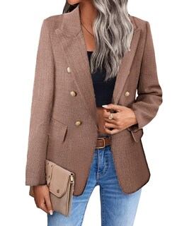 Foto 1 | Foto 1 | Chaqueta Tipo Blazer Mina Self, Marrón Tostado, Tweed, A Cuadros Para Mujer - Venta Internacional.
