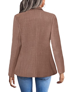 Foto 4 | Foto 4 | Chaqueta Tipo Blazer Mina Self, Marrón Tostado, Tweed, A Cuadros Para Mujer - Venta Internacional.