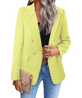 Foto 1 | Foto 1 | Chaqueta Blazer Mina Self De Tweed Amarillo Y Verde A Cuadros Para Mujer - Venta Internacional.