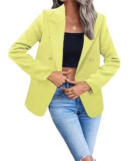 Foto 5 | Foto 5 | Chaqueta Blazer Mina Self De Tweed Amarillo Y Verde A Cuadros Para Mujer - Venta Internacional.