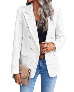 Foto 1 | Foto 1 | Chaqueta Tipo Blazer Mina Self 2024 De Tweed Blanco Roto Para Mujer - Venta Internacional.