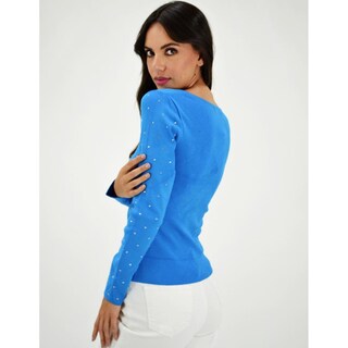 Foto 3 | Foto 3 | Blusa de Canale con Pedrería Roman Fashion BL-M-975 color Azul
