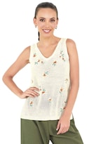 Blusa Devendi 216-60 Beige Bordada