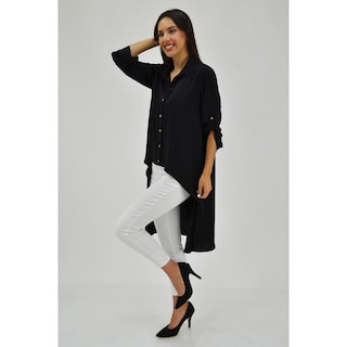 Foto 6 | Foto 6 | Maxi Blusa Asimétrica Roman Fashion Juvenil 1060 color Negro