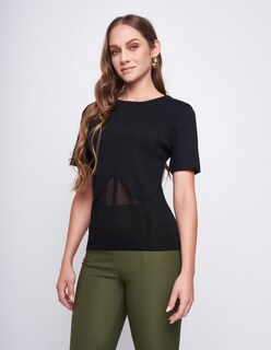 Foto 1 | Foto 1 | Blusa para Mujer Devendi Tejido Rib Negro