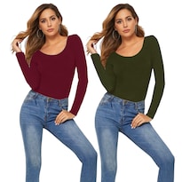 Set Dos Blusas Manga Larga Bl-1013 Dos Colores Térmicas De Mujer