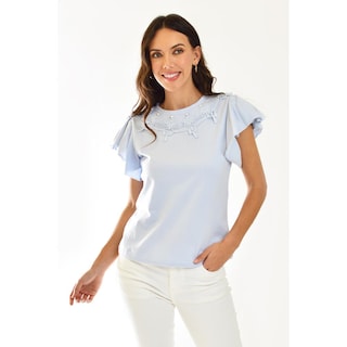Foto 5 | Foto 5 | Blusa Detalle De Perlas Roman Fashion /juvenil 39209 Azul Cielo