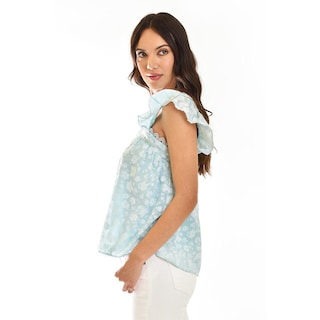 Foto 2 | Foto 2 | Blusa Con Ribete De Encaje Roman Fashion /juvenil 7582 Verde Claro