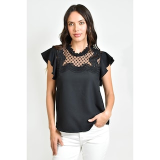 Foto 1 | Foto 1 | Blusa Escote de Mesh Roman Fashion 6371Negra para Mujer