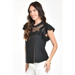 Foto 2 | Foto 2 | Blusa Escote de Mesh Roman Fashion 6371Negra para Mujer