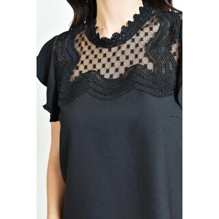 Foto 4 | Foto 4 | Blusa Escote de Mesh Roman Fashion 6371Negra para Mujer