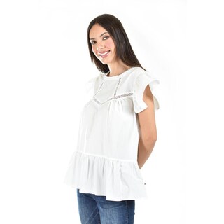 Foto 5 | Foto 5 | Blusa de Popelina con Encanje Roman Fashion /juvenil 12604 Blanco