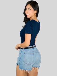 Foto 2 | Foto 2 | Set De 2 Blusas Playera De Mujer Bl-1018 Dos Colores Canalé Stretch