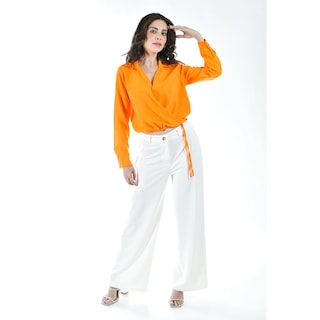 Foto 6 | Foto 6 | Blusa Escote Cruzado Roman Fashion 56959 Anaranjada para Mujer