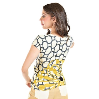 Foto 3 | Foto 3 | Blusa Estampado Geometrico Roman Fashion 30466 Amarilla para Mujer