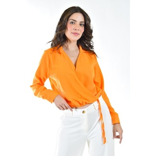 Foto 1 | Foto 1 | Blusa Escote Cruzado Roman Fashion 56959 Anaranjada para Mujer