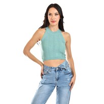 Crop Top De Textura Ondulada /juvenil, 0169 (menta) Verde Claro