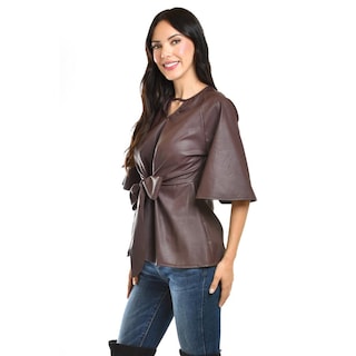 Foto 2 | Foto 2 | Blusa De Vinipiel Con Laso Roman Fashion /juvenil, 1877 (cafe) Cafe
