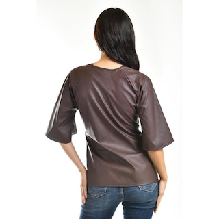 Foto 3 | Foto 3 | Blusa De Vinipiel Con Laso Roman Fashion /juvenil, 1877 (cafe) Cafe