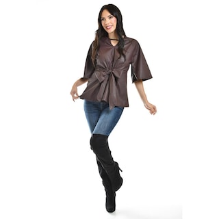 Foto 5 | Foto 5 | Blusa De Vinipiel Con Laso Roman Fashion /juvenil, 1877 (cafe) Cafe