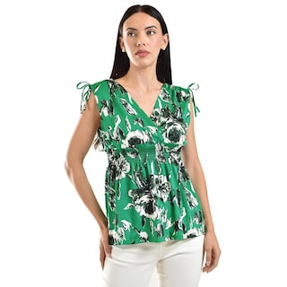 Foto 1 | Foto 1 | Blusa Con Lazo En Los Hombros Roman Fashion /juvenil 6829 (verde Flor) Verde