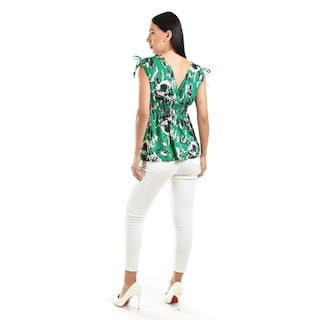 Foto 3 | Foto 3 | Blusa Con Lazo En Los Hombros Roman Fashion /juvenil 6829 (verde Flor) Verde