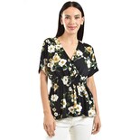 Blusa Escote Cruzado Roman Fashion /juvenil, 6931 (negro /amarillo) Negro
