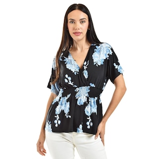 Foto 1 | Foto 1 | Blusa Escote Cruzado Roman Fashion /juvenil, 6931 (negro / Azul) Negro
