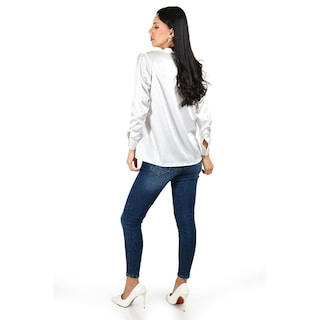 Foto 3 | Foto 3 | Blusa de Satín con Lazo Roman Fashion Juvenil Blanca para Mujer