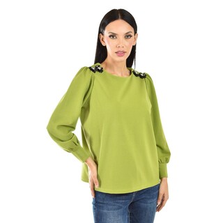 Foto 1 | Foto 1 | Blusa Con Detalle De Flor En Hombro Roman Fashion /juvenil, 5106 (verde) Verde