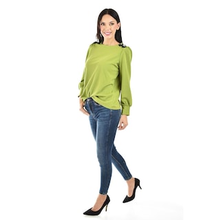 Foto 2 | Foto 2 | Blusa Con Detalle De Flor En Hombro Roman Fashion /juvenil, 5106 (verde) Verde