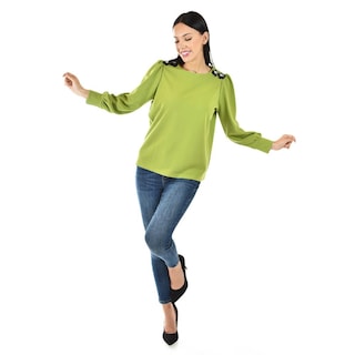 Foto 5 | Foto 5 | Blusa Con Detalle De Flor En Hombro Roman Fashion /juvenil, 5106 (verde) Verde