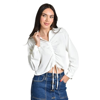 Foto 4 | Foto 4 | Blusa Con Jareta Ajustable Roman Fashion /juvenil, 1838 (blanco) Blanco