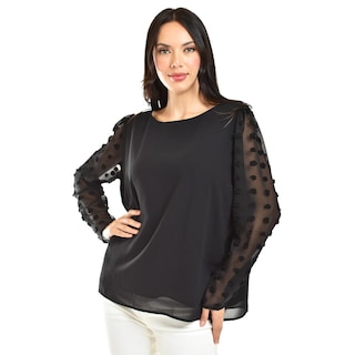 Foto 1 | Foto 1 | Blusa De Mangas Con Relieve Roman Fashion /juvenil, 5107 (negro) Negro