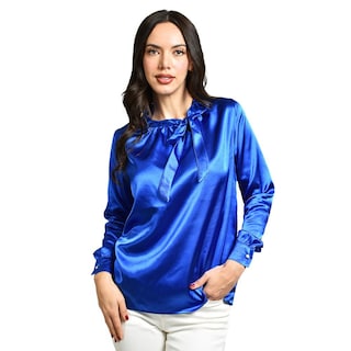 Foto 1 | Foto 1 | Blusa De Satin Con Lazo Roman Fashion /juvenil, 5101 (azul Rey) Azul