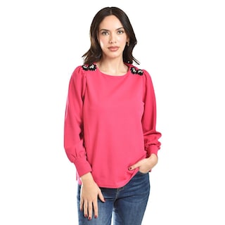 Foto 1 | Foto 1 | Blusa Con Detalle De Flor En Hombro Roman Fashion /juvenil, 5106 (fiusha) Fucsia