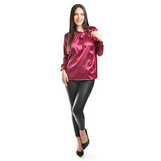 Foto 2 | Foto 2 | Blusa De Satin Con Lazo Roman Fashion /juvenil, 5101 (vino) Vino