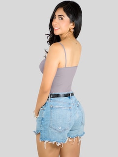 Foto 3 | Foto 3 | Top Tank Blusa De Mujer Unitalla Canalé De Tirantes Estampado Liso Bl-1023 Gris Claro Crop Básico Varios Colores