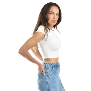 Foto 2 | Foto 2 | Crop Top De Manga Corta /juvenil, 0127 (blanco) Blanco