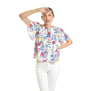Foto 1 | Foto 1 | Blusa Estampada De Manga Corta Roman Fashion, Juvenil, 5118 (flor Azul) Azul