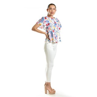 Foto 2 | Foto 2 | Blusa Estampada De Manga Corta Roman Fashion, Juvenil, 5118 (flor Azul) Azul