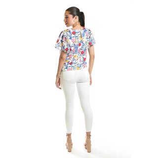 Foto 3 | Foto 3 | Blusa Estampada De Manga Corta Roman Fashion, Juvenil, 5118 (flor Azul) Azul