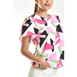 Foto 4 | Foto 4 | Blusa Estampada De Manga Corta Roman Fashion, Juvenil, 5118 (abstracto Rosa) Rosa