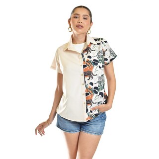Foto 1 | Foto 1 | Blusa Estampado Unico Roman Fashion / Juvenil, 5108 (cafe /jaguar) Beige